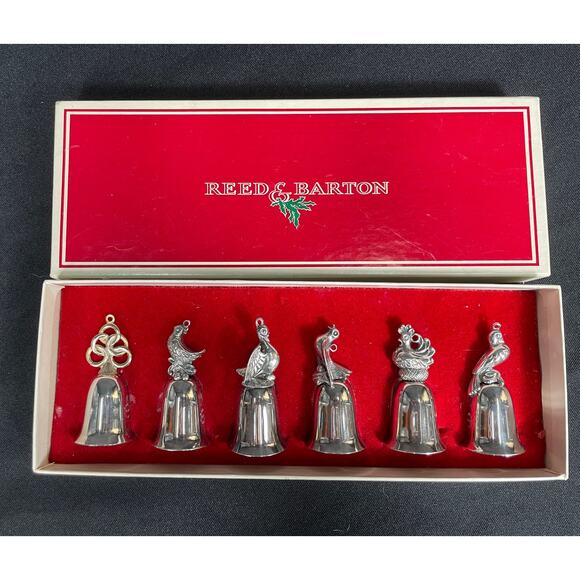 Six Reed & Barton Silver Plated Bells: 12 Days of Christmas Theme - Picture 3 of 10